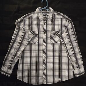 Eighty Eight Platinum Men's Monochrome Plaid Button Down Shirt
